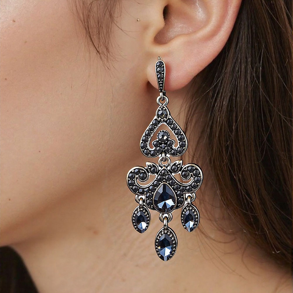 Ethnic Indian Fashion - Sunspicems Vintage türkische Damen-Ohrringe, Strass-Ohrringe, tropfenförmig,
