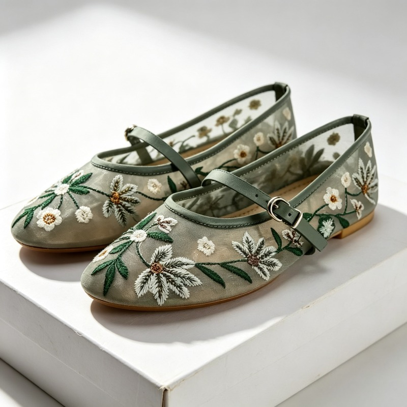 Ethnic Fashion Brand - Mesh Gestickte Freizeit Ballerinas Frauen Atmungsaktive