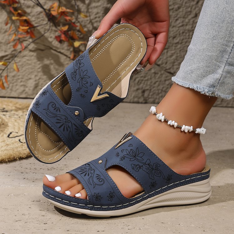 Ethnic Fashion Walk - Damen Mode Sommer Strand Casual Keilsandalen