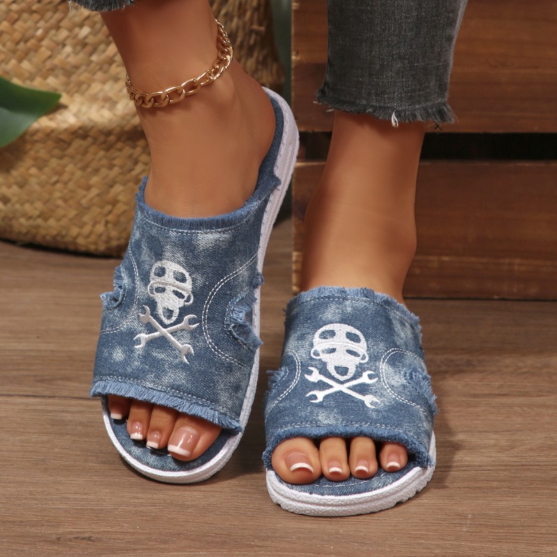 Ethnic Fashion Walk - Sommermode Stickerei-Design Damen Flache Pantoffeln Trendige
