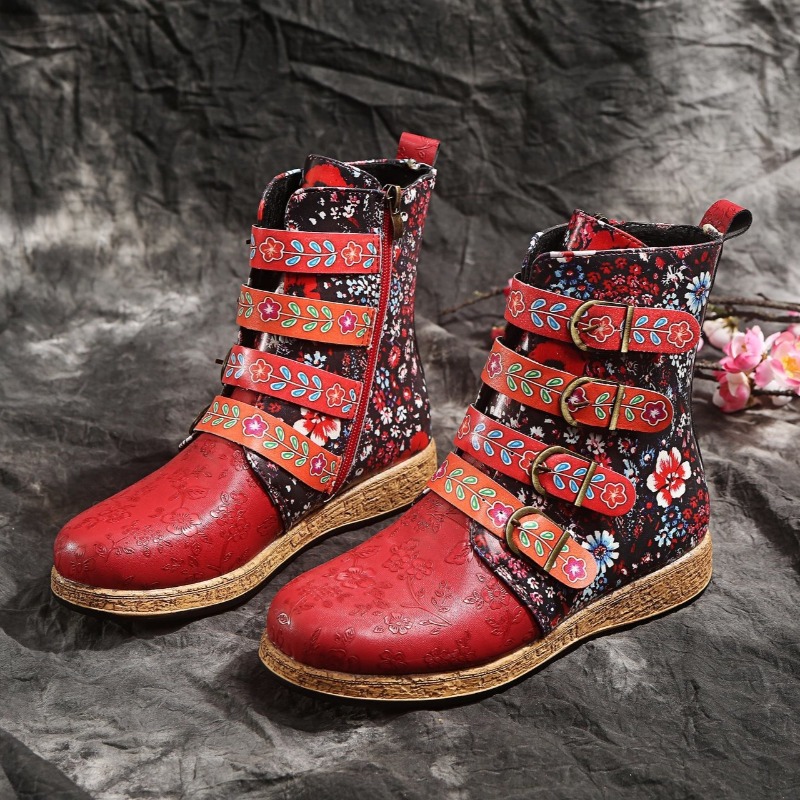 Ethnic Fashion Brand - Marken-Damenstiefel 2026 Frühling Bequeme Knöchelstiefel Designer-Schuhe