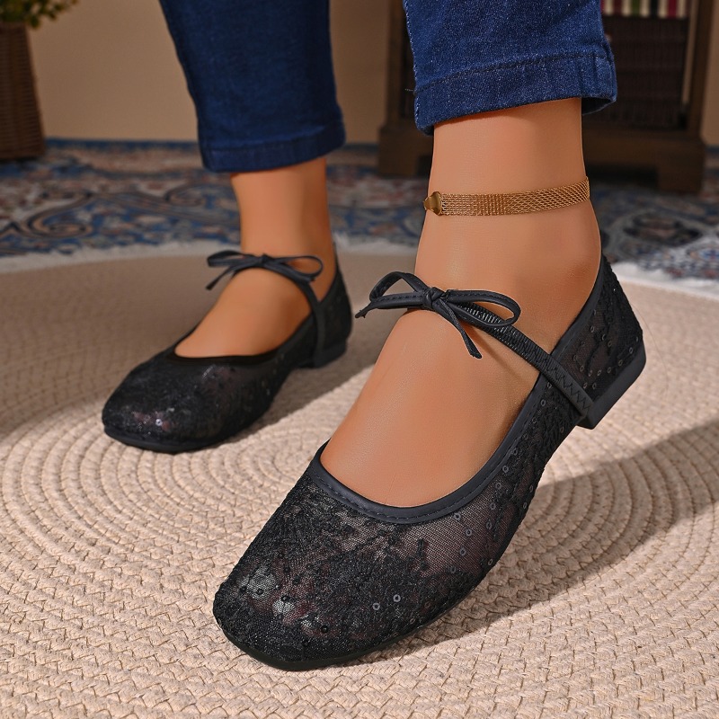 Ethnic Fashion Walk - Damen Frühling Sommer Ballerinas Modische Mesh-Stickerei