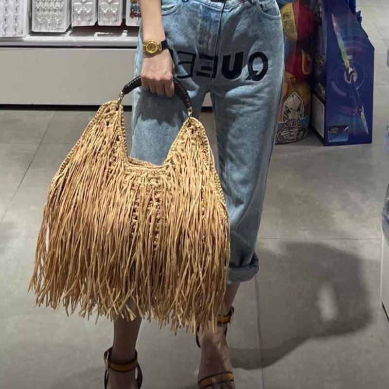 Bohemian Fringe Straw Tote, gr – Ethnic Fashion Designers Bewertung und Preis