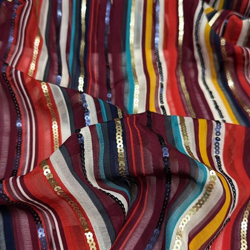 Bunt gestreifter bestickter Pa – Ethnic Fashion Designers Bewertung und Preis