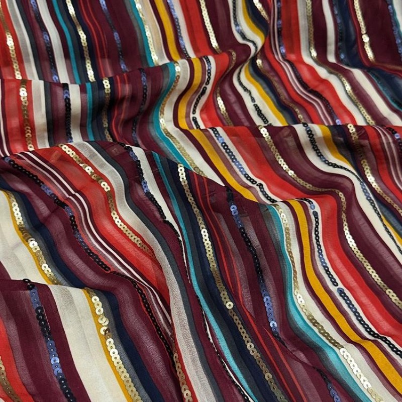 Bunt gestreifter bestickter Pa – Ethnic Fashion Designers Bewertung und Preis